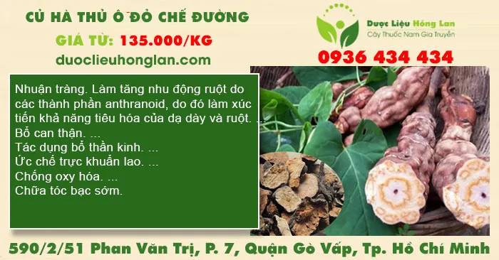 Củ Hà Thủ ô đỏ chế đường